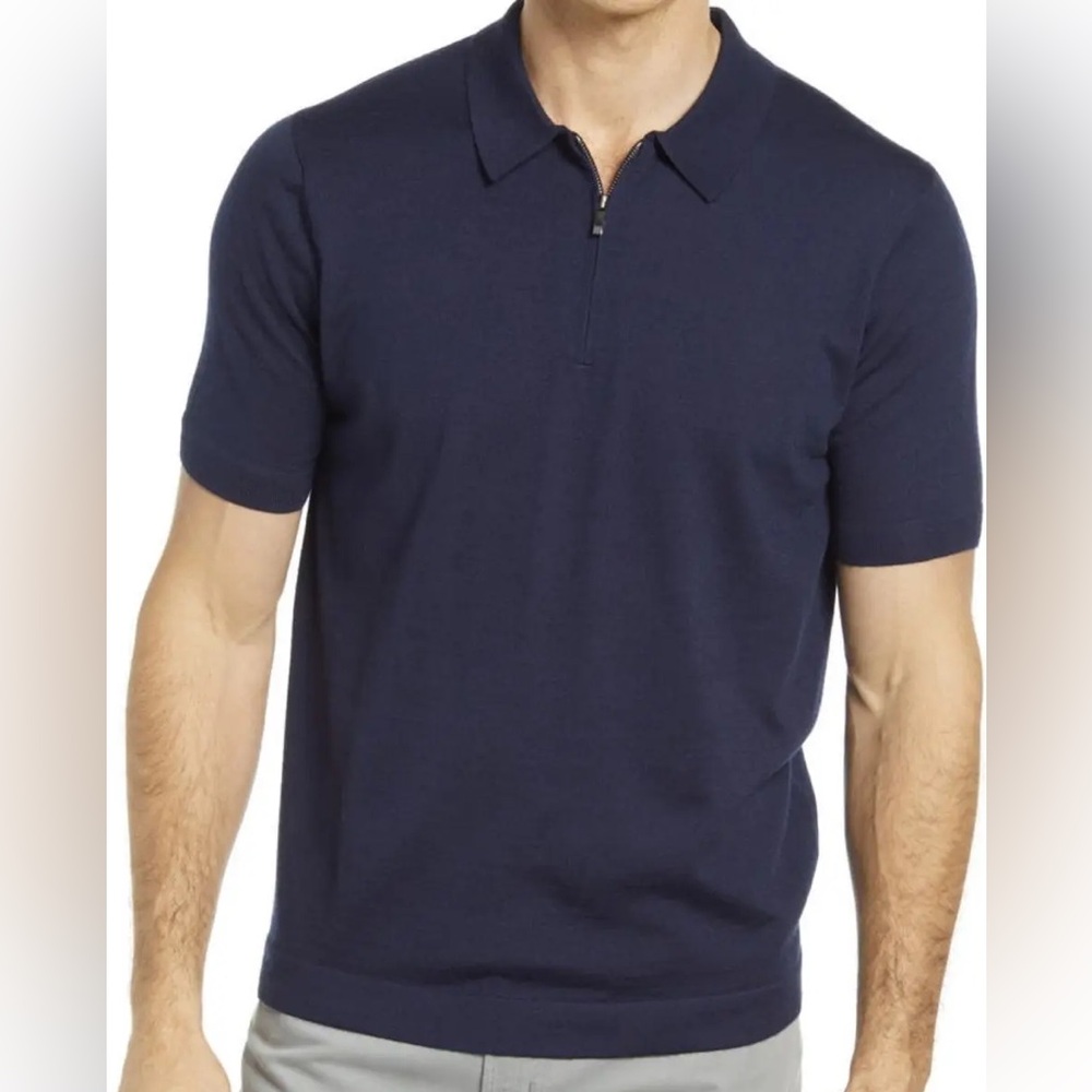 Nordstrom Tech-Smart Zip Polo - Medium - Navy